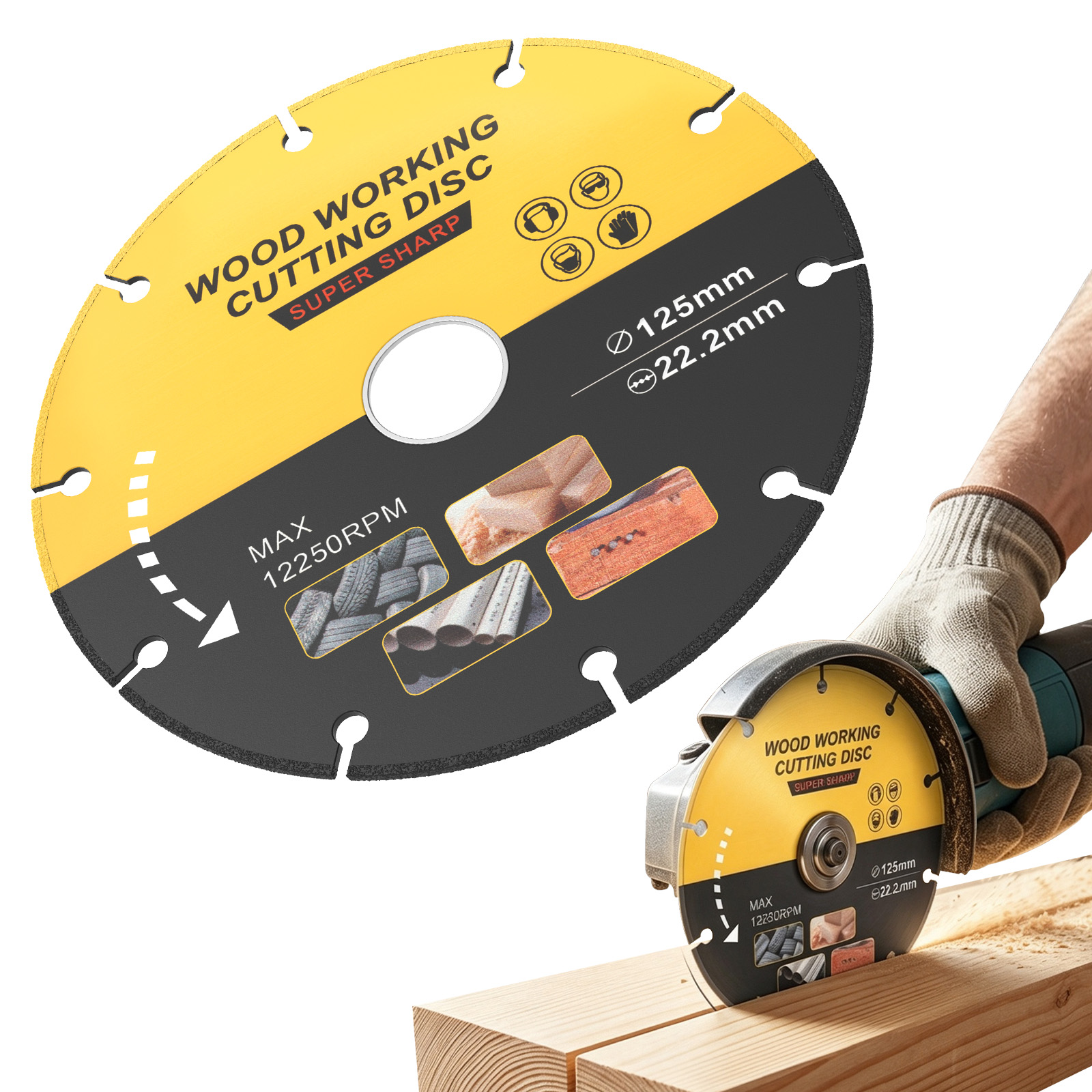 Woodworking Edge Corner Planer - 5インチソーディスクマルチツールウッドカッター、アングルグラインダーブレード、木材用カーバイドソーブレード、木材切断ディスク、木材切断用