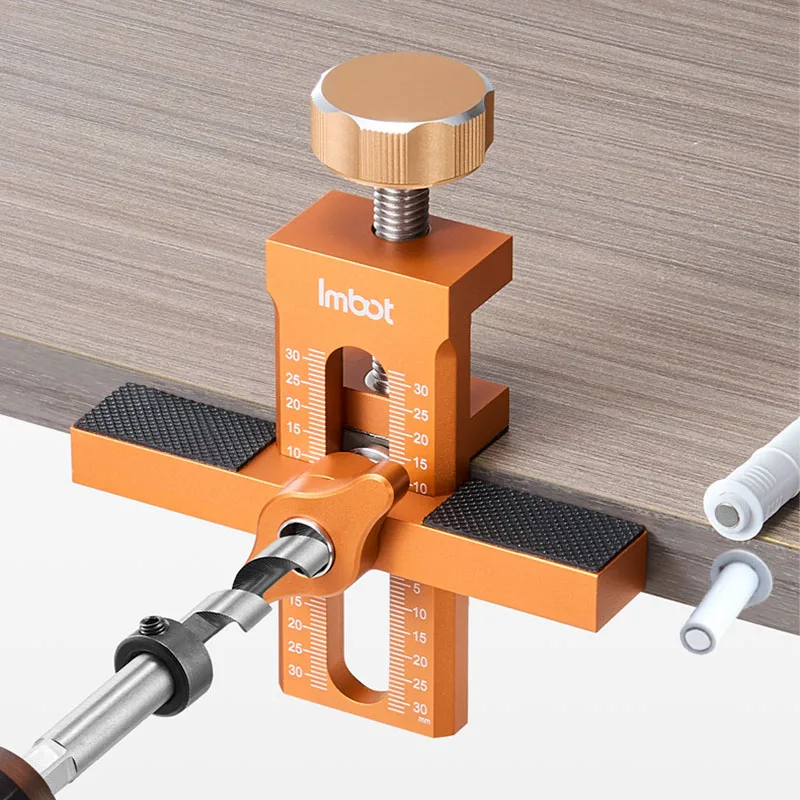 Woodworking Classes - 木工キャビネットドア取り付け治具、ドアパネル取り付け反動装置付き穴あけ工具、2 in 1クイックポジショニングツール