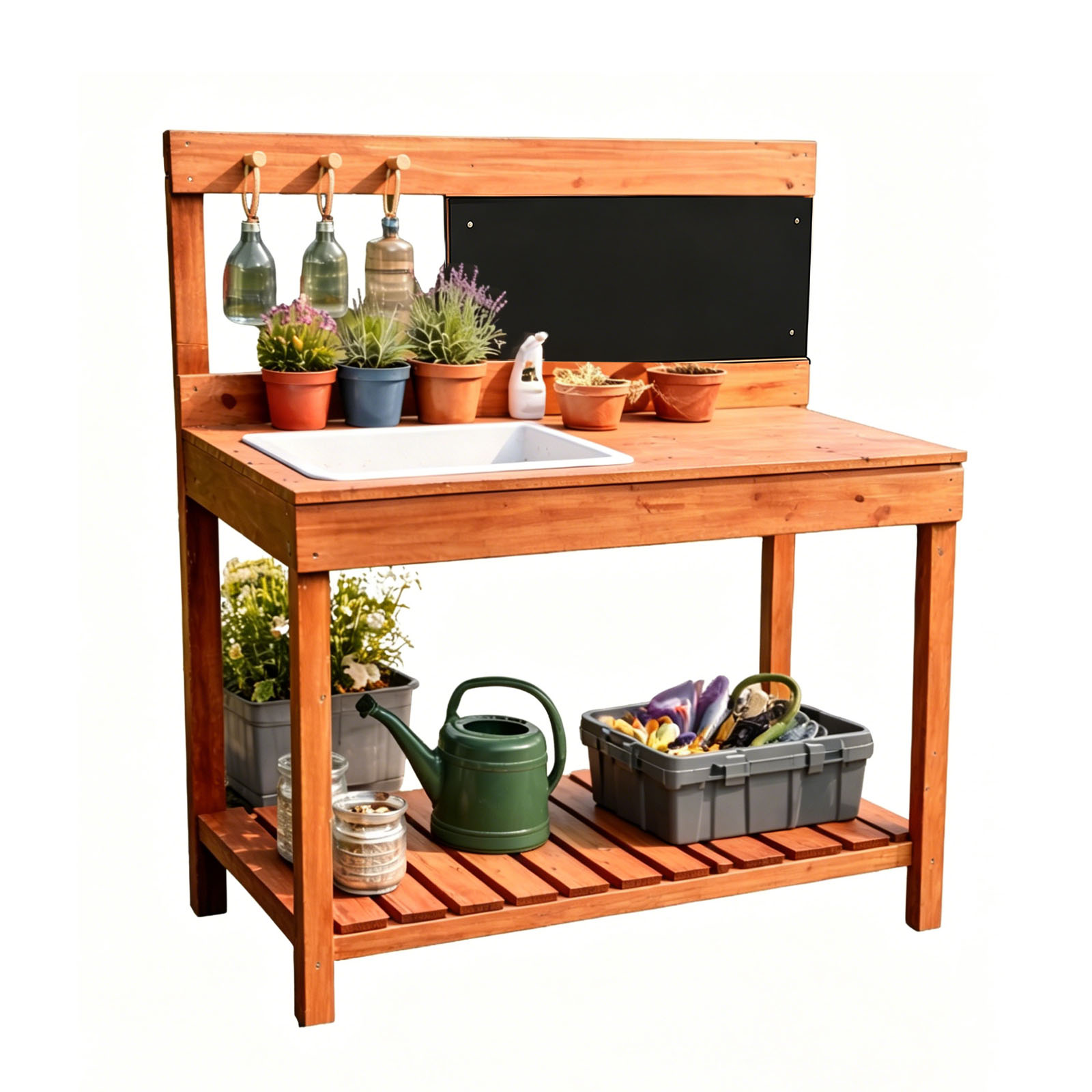 Woodworking Workbench - 木製植木鉢台子供用屋外屋内庭園植栽テーブル作業台子供科学教育ツール