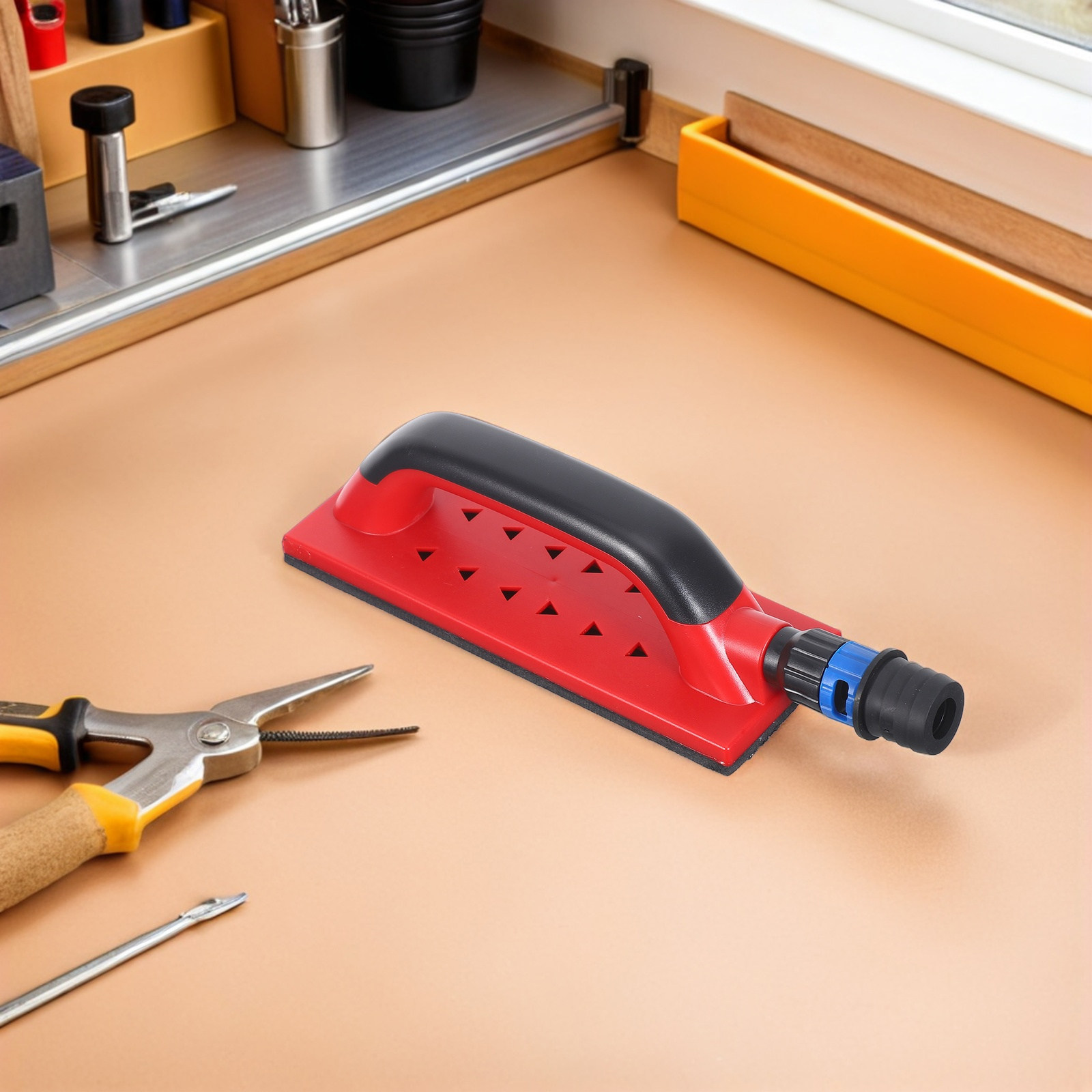 Woodworking File - サンディングファイルブロック、スクエアデザイン、強力な集塵機能付きハンドサンダーツール、木工、乾式壁、自動車ボディ研磨、金属用