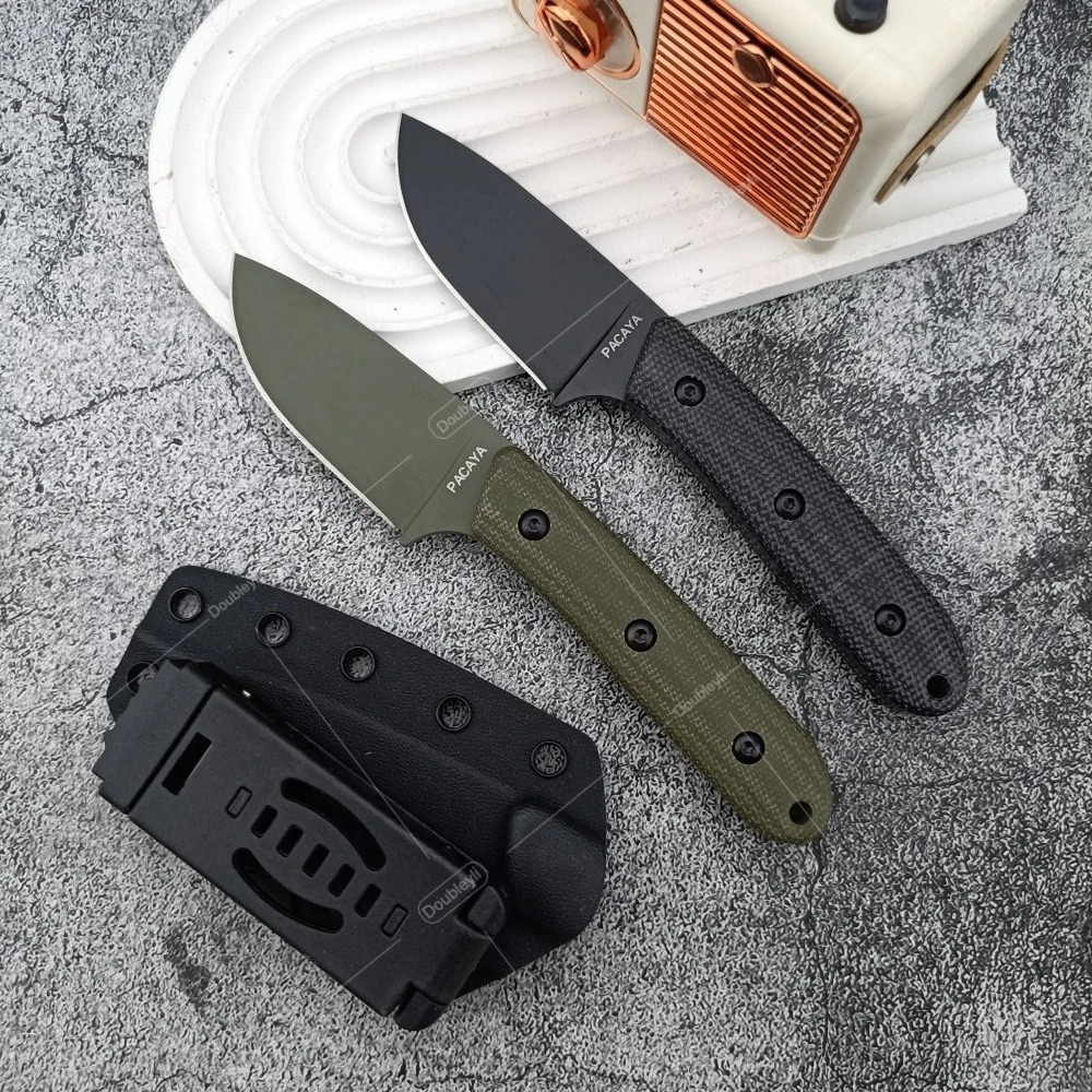 Woodworking Gifts For Men - ユーティリティ軽量パカヤストレートナイフ EDC 多目的アウトドアナイフ シェフナイフ、フルーツナイフ、ミートクリーバー - マイカルタハンドル、Kシース付き