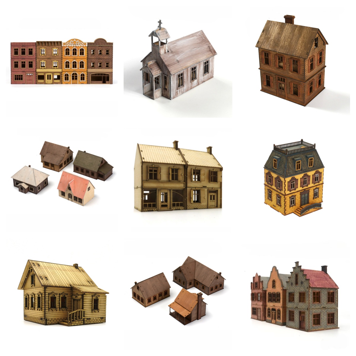 Woodworking Game - 1/72 木製組み立てハウス ヨーロッパ建築 ロウハウス 店舗 教会