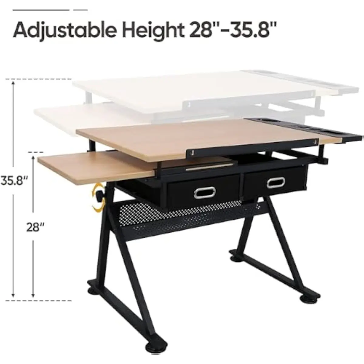 調整可能な製図用デスク（傾斜式木製天板付き）45 °   角 - Wood Woodworking のレビューと価格