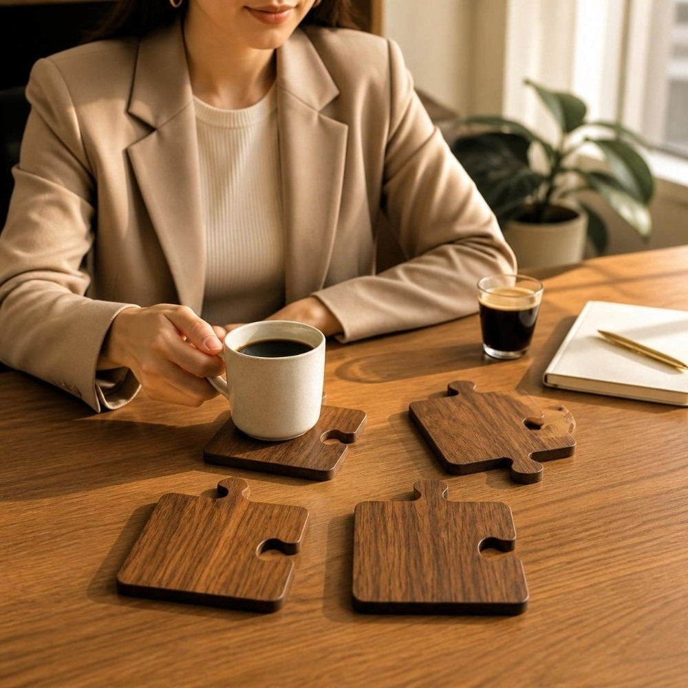 4個入りヴィンテージ木製コースターセット 耐熱性 クリスマス - Woodworking Game のレビューと価格