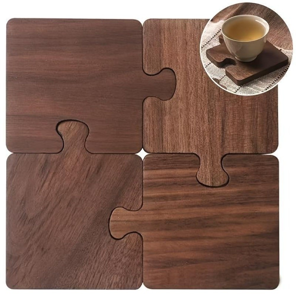 4個入りヴィンテージ木製コースターセット 耐熱性 クリスマス - Woodworking Game のレビューと価格