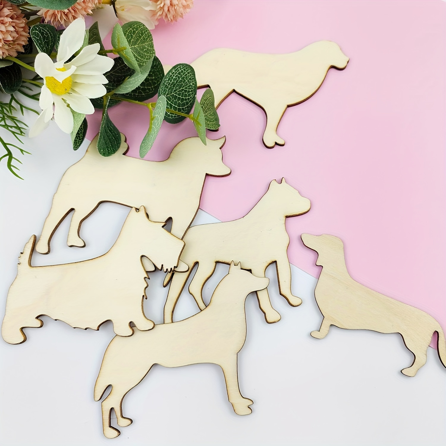 工芸品、子犬の絵、動物、絵、パーティー、お祭りの装飾のための - Woodworking Art のレビューと価格