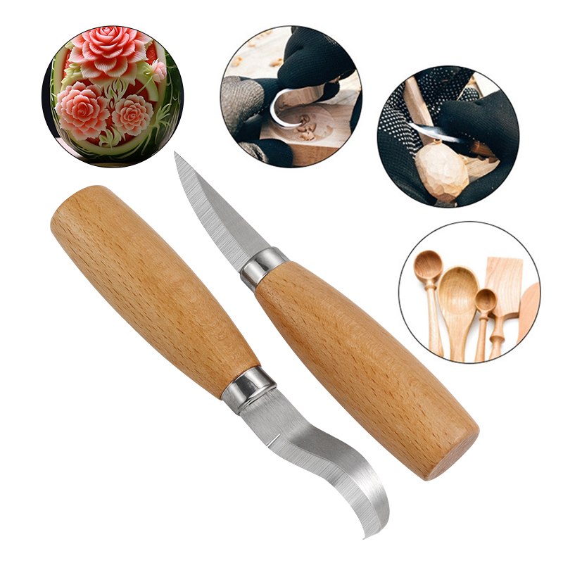 ステンレス鋼彫刻ナイフ ブナ材ハンドル 曲線ストレートナイフ - Woodworking For Beginners のレビューと価格