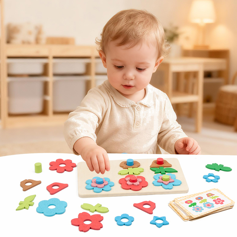 多用途の花柄パズルボードと積み木を組み合わせたもの、子供向け - Woodworking Game のレビューと価格