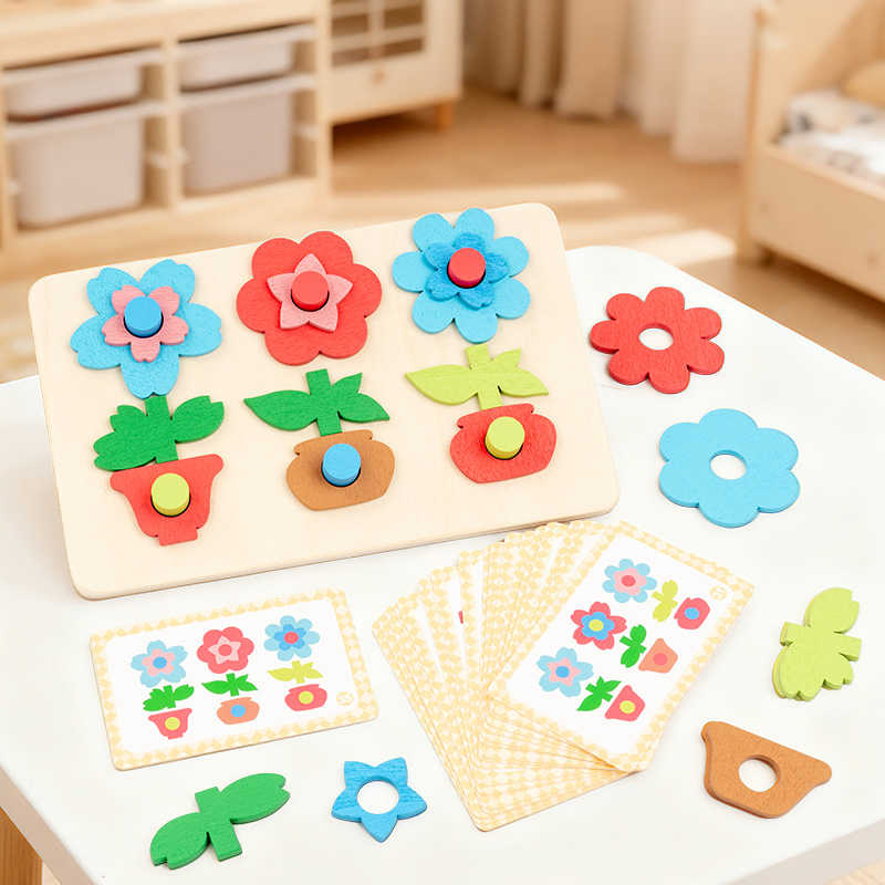 多用途の花柄パズルボードと積み木を組み合わせたもの、子供向け - Woodworking Game のレビューと価格