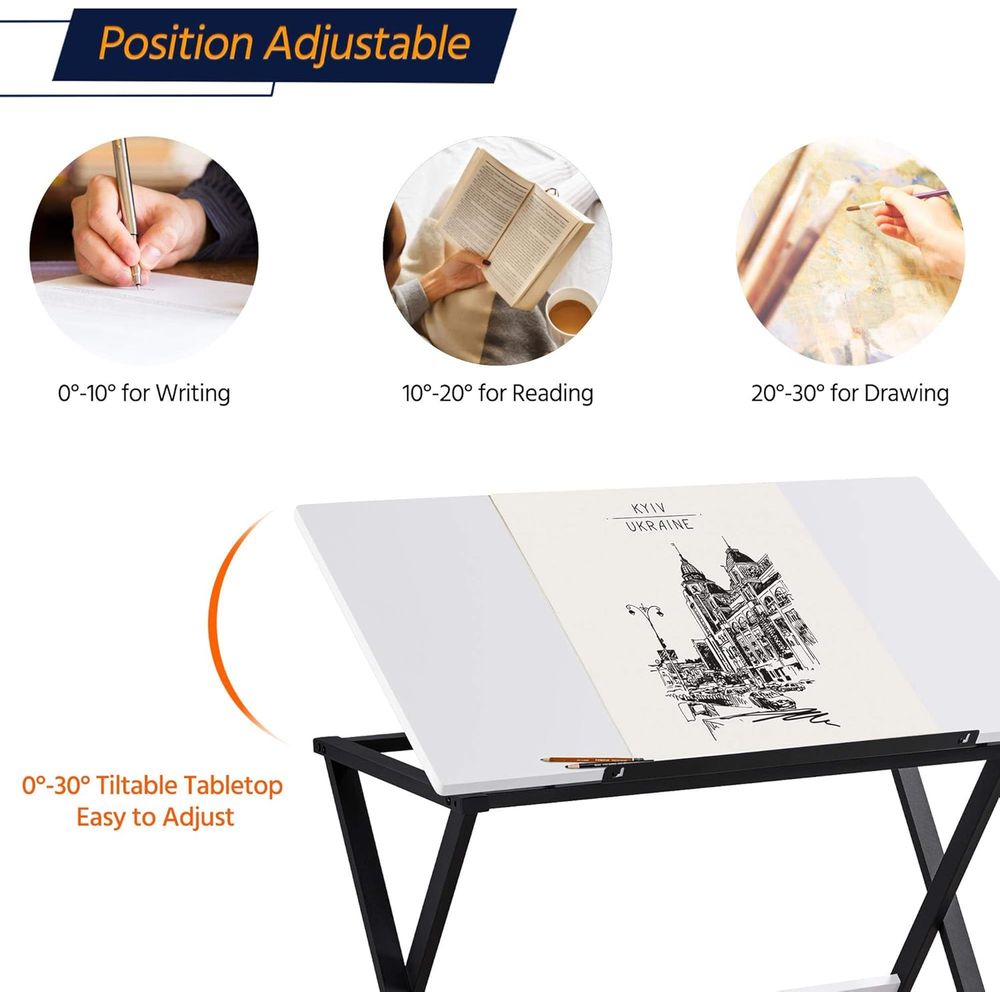 ドレーティングテーブルまたはアーティスト用アートデスク、絵画 - Wood Woodworking のレビューと価格