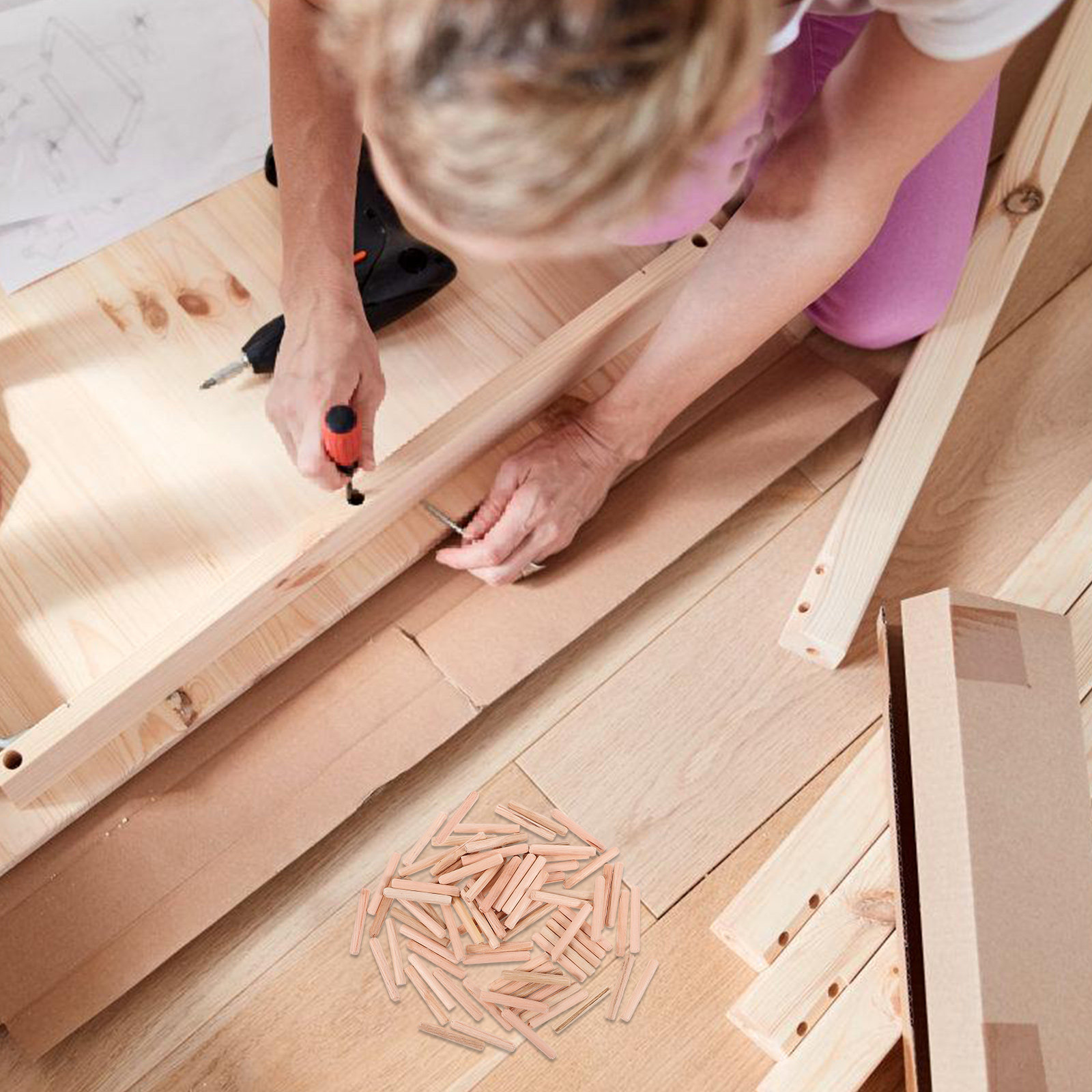 1袋入り、木製の溝付きダボピン、サイズ6x40mm。家具の組 - Woodworking Easy Projects のレビューと価格