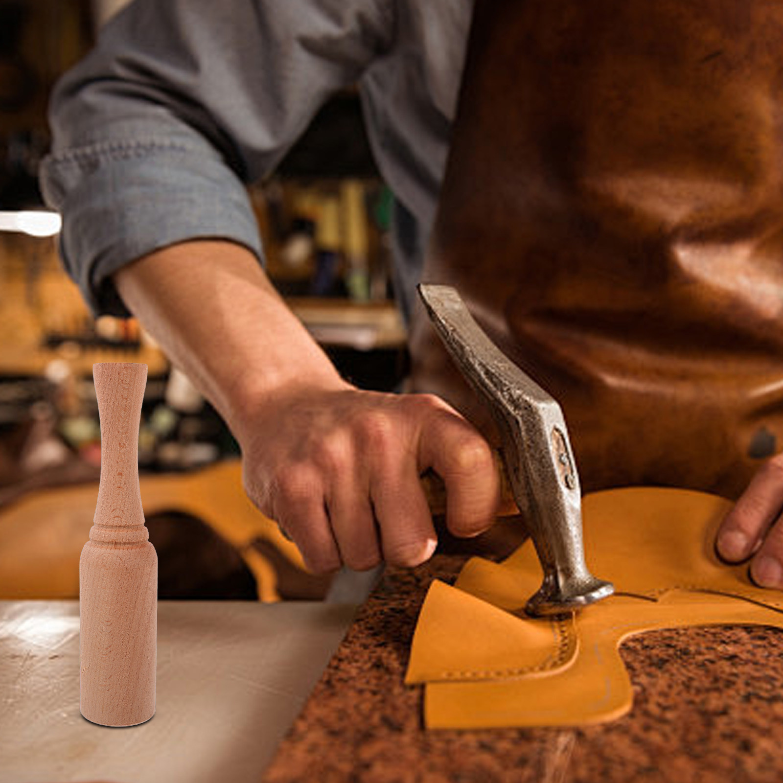 スムーズで快適なグリップのブナ材製レザークラフトハンマー、D - Wooden Mallet Carving のレビューと価格