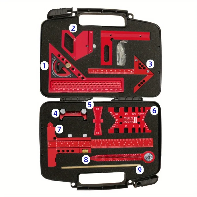 10点組木工用レイアウト測定ツールキット（収納ボックス付き） - Woodworking Free Plans のレビューと価格