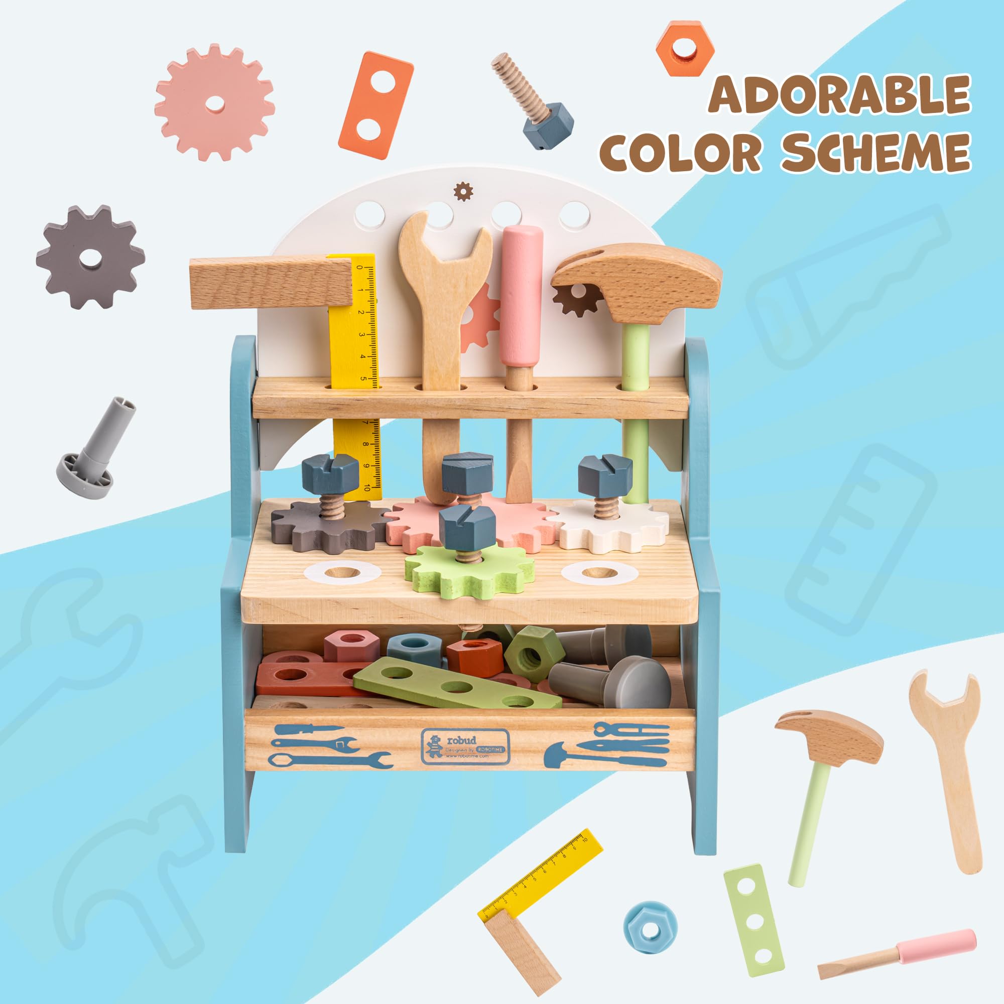 ROBUD ミニ木製おもちゃの作業台セット ロールプレイセッ - Woodworking Shops のレビューと価格