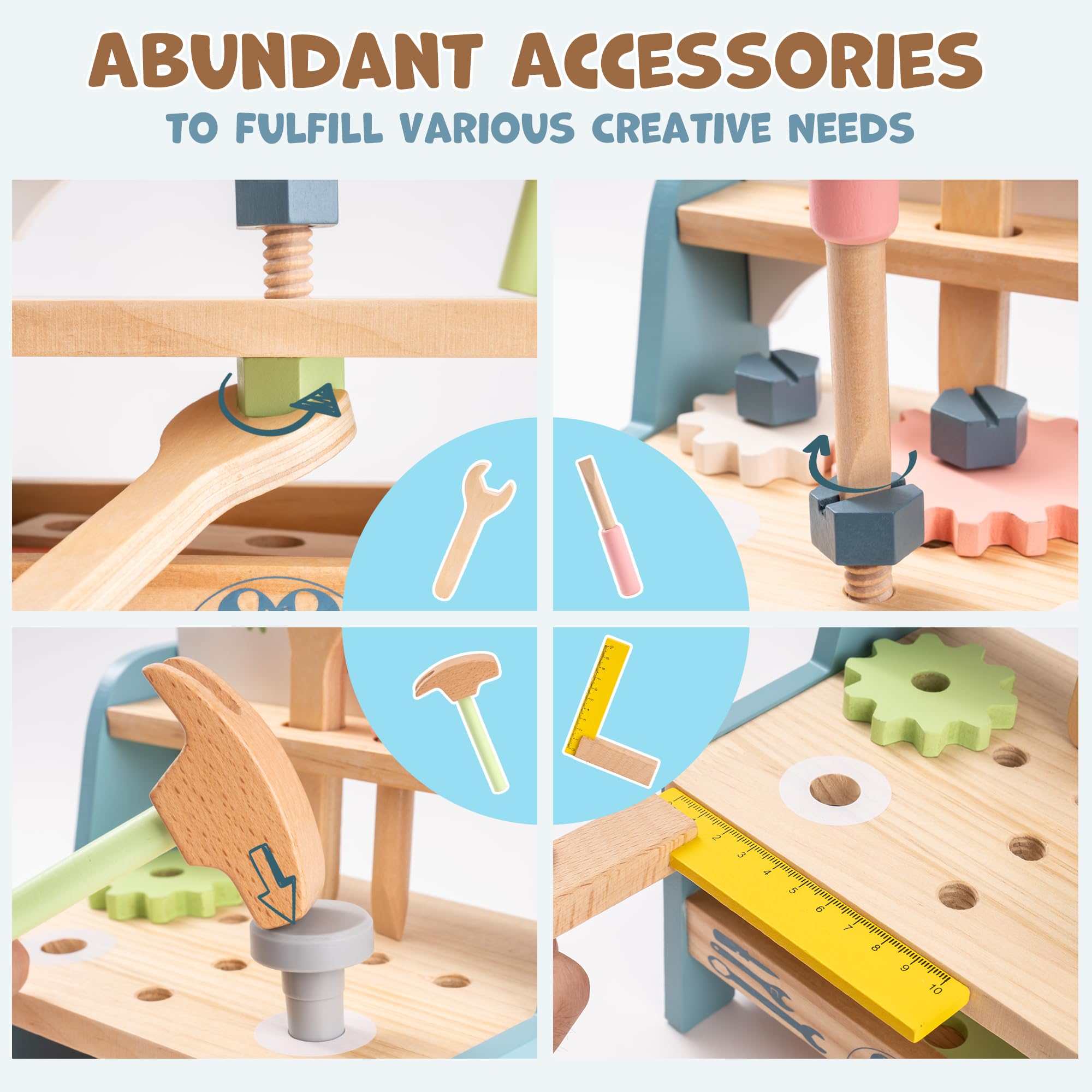 ROBUD ミニ木製おもちゃの作業台セット ロールプレイセッ - Woodworking Shops のレビューと価格